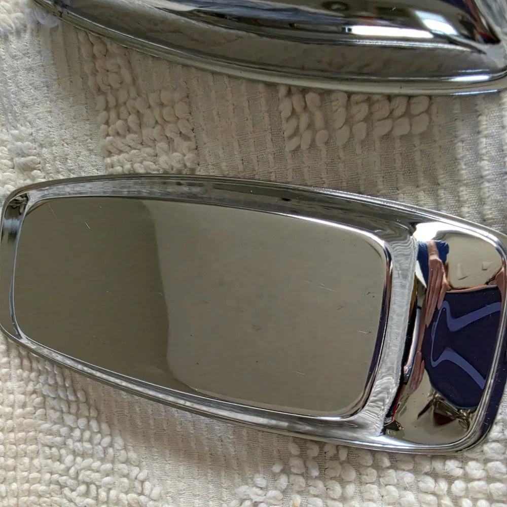 Vintage Rectangular Butter Stainless-Steel Dish with Glass Insert Chrome Metal
